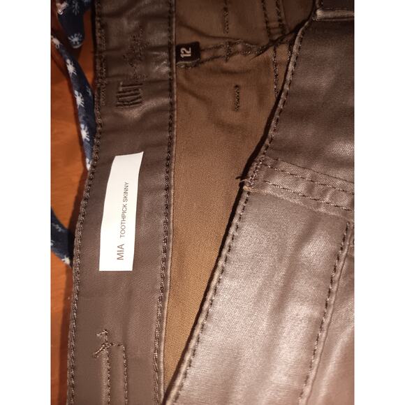 Kut From The Kloth Mia wax Coated Toothpick Skinny Jeans Size 12 brown - Picture 6 of 7